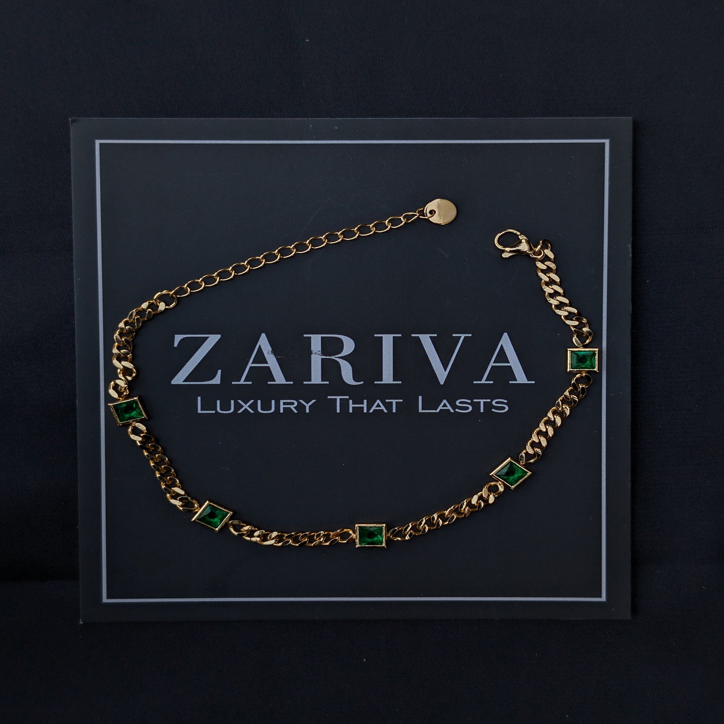 ✨Rectangular White & Green Stones Bracelet✨