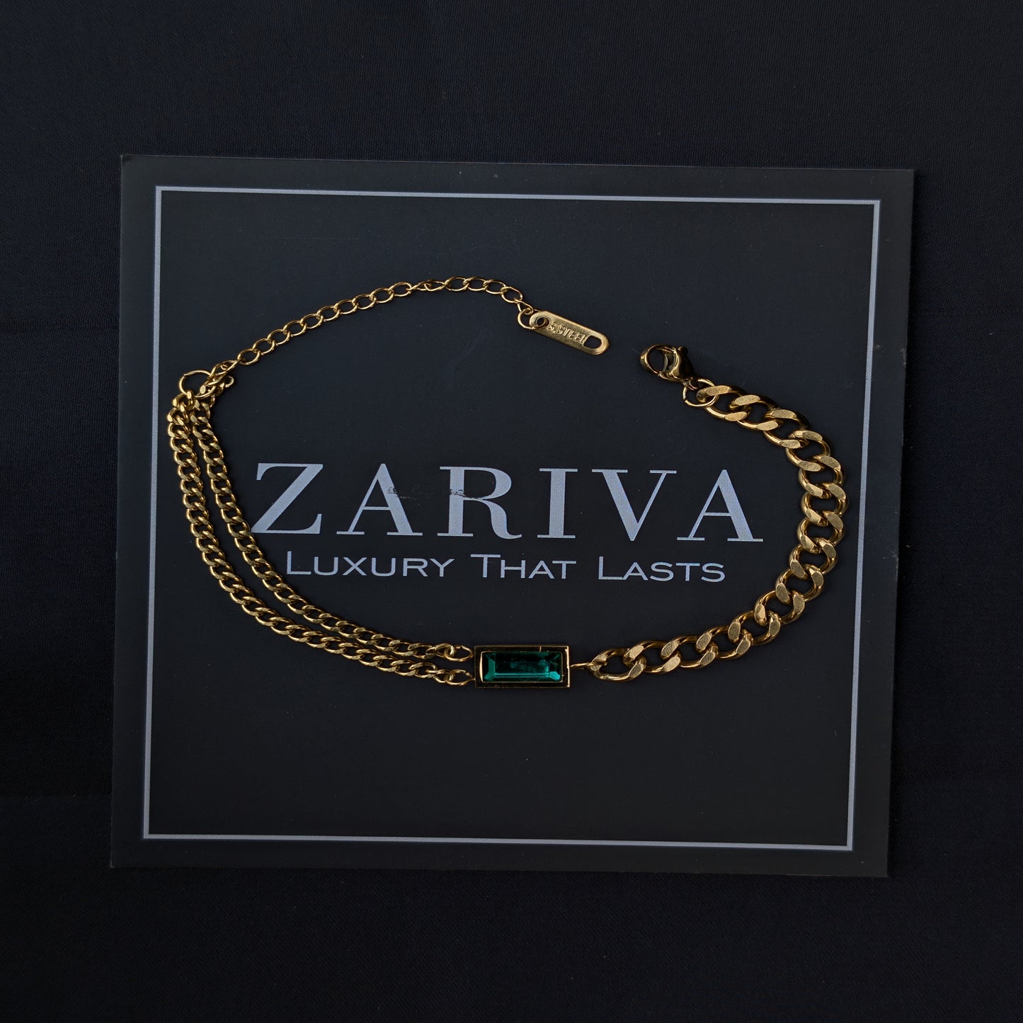 ✨Green & Black Stone Double Chain Braclet✨