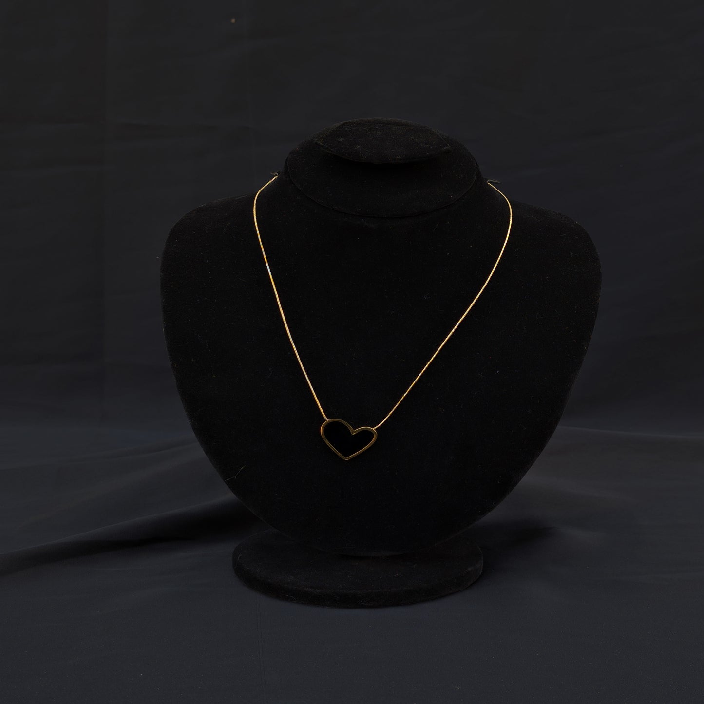 ✨Branded Golden Stainless Steel Big Black Heart 🖤 Necklace✨