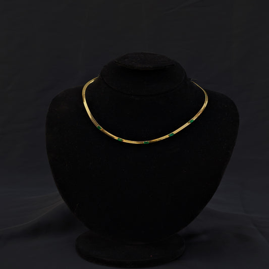 ✨Green Stones Stainless Steel Snake Chain Necklace✨